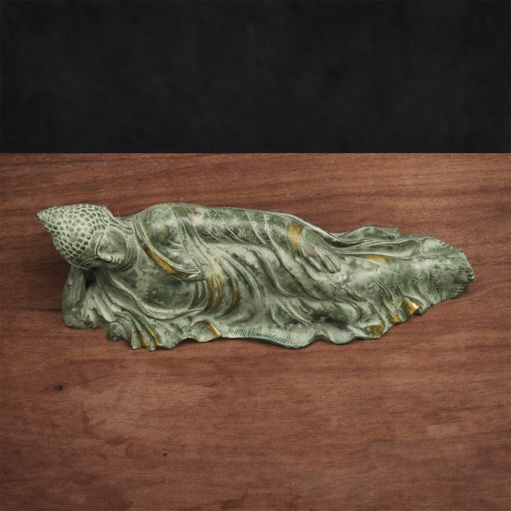 Reclining Buddha Statue – Vintage Finish Brass Buddha for Home & Luxury Décor - Image 3