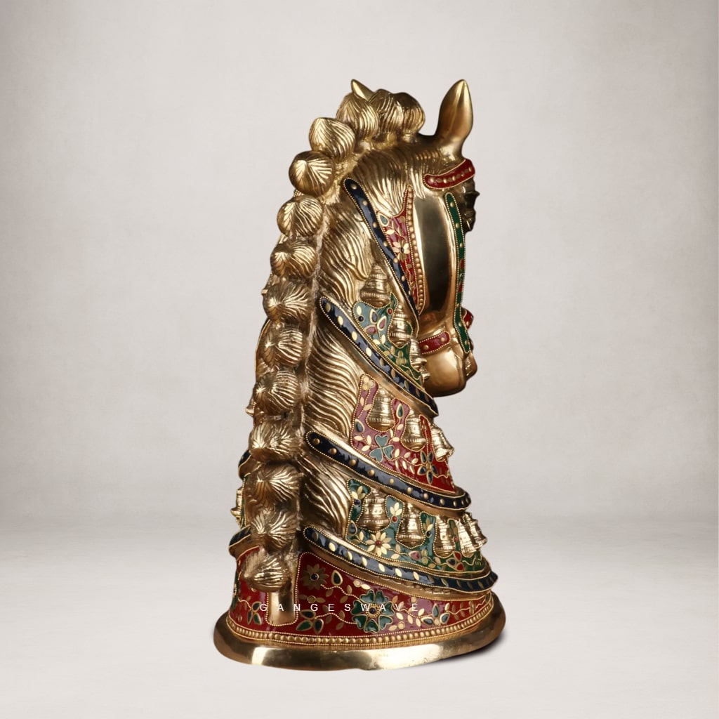 Royal Handcrafted Brass Horse Head Showpiece - 22 inches - Image 3