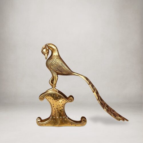 Vintage Finished Brass Peacock Decorative Showpiece - 10 inches
