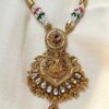 Traditional Gold Plated Temple Necklace with Pearls & Kundan