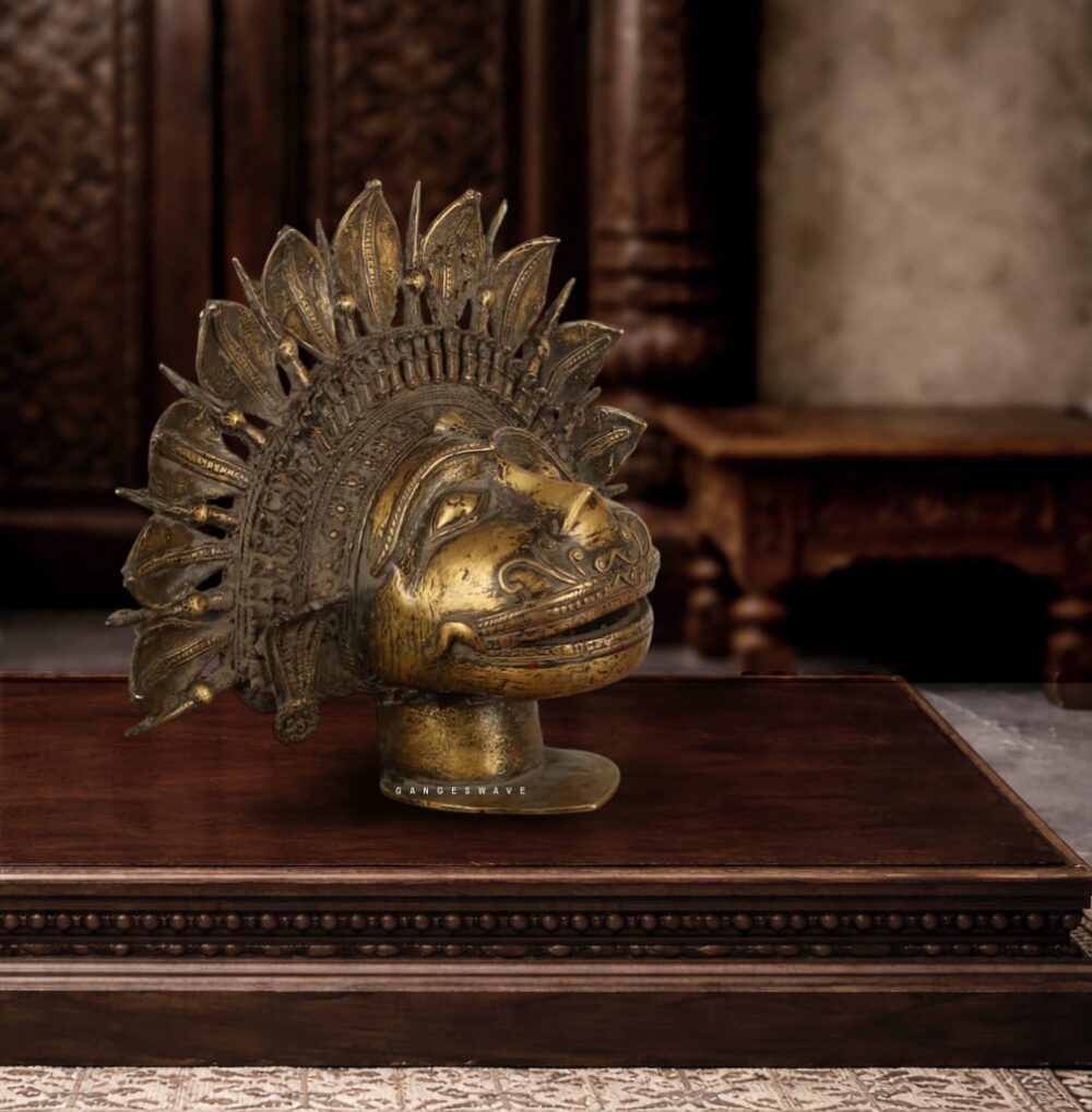 Lord Vishnu Varaha brass idol antique patina