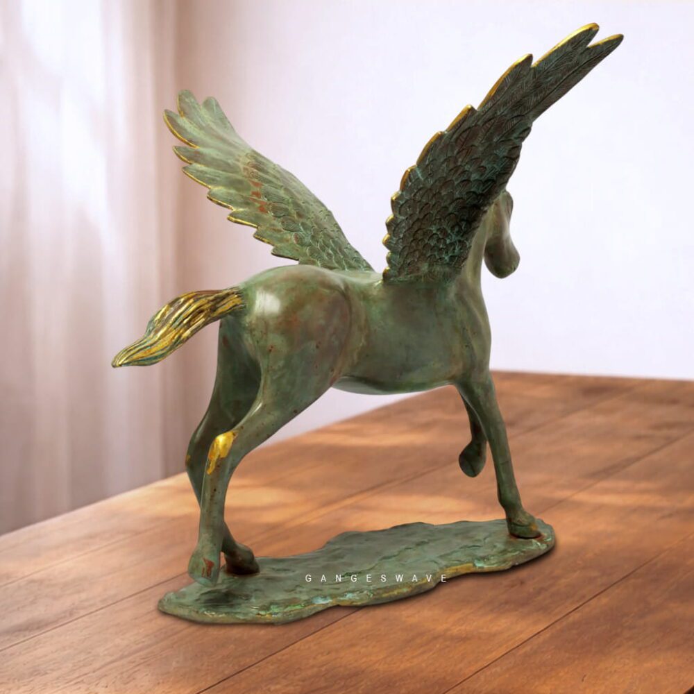 Artistic brass winged horse figurine for premium home decor