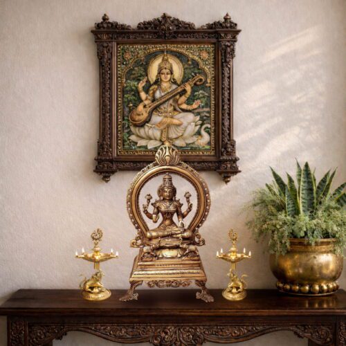 Traditional Brass Peacock Diya for puja