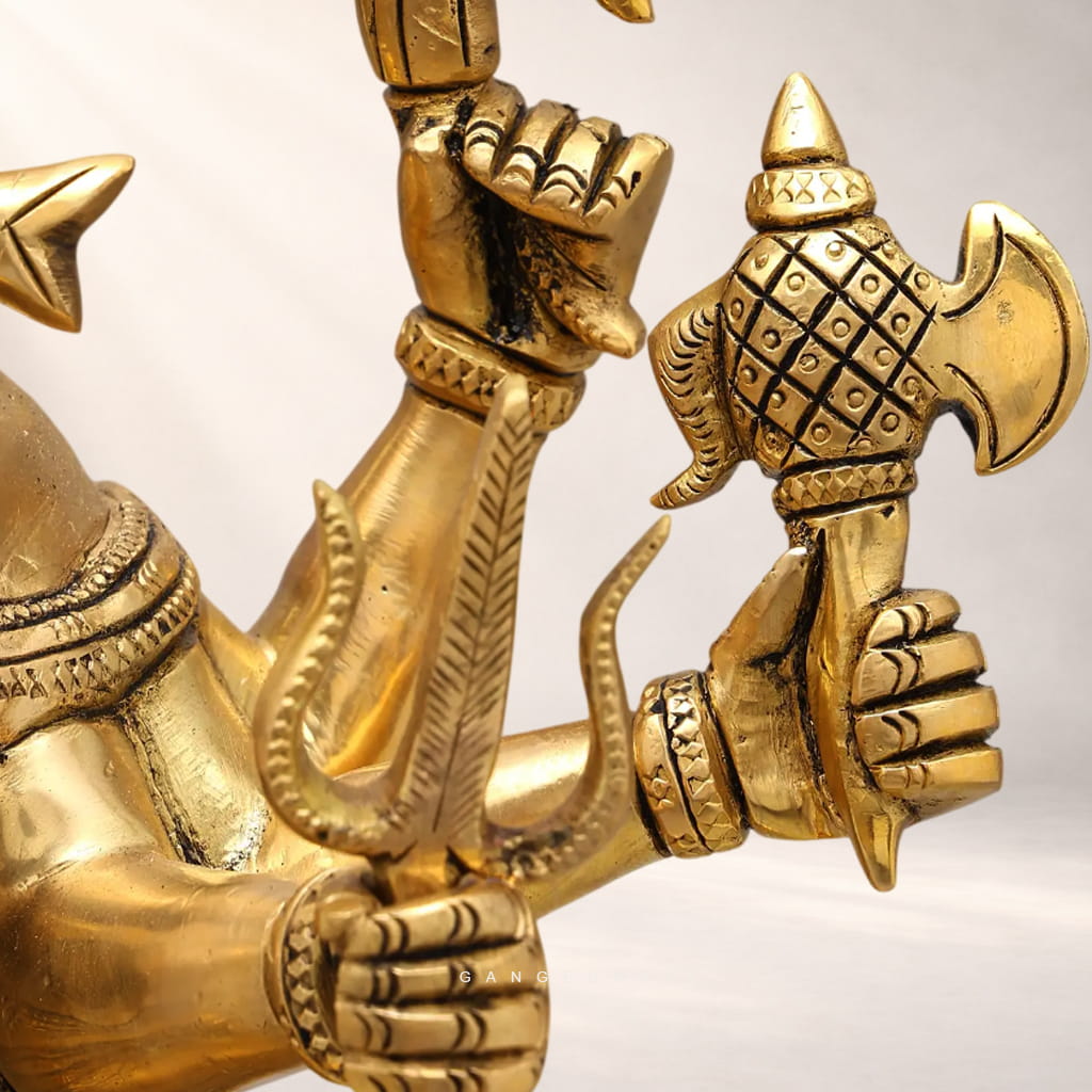 Nritya Ganesh Brass Statue on Mooshak - 18.5 inches - Image 7