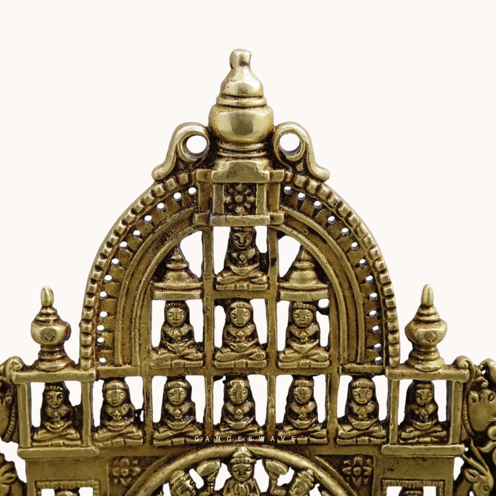 Swami Mahavir Tirthankar Brass Idol with Intricately Carved Arch - Image 6
