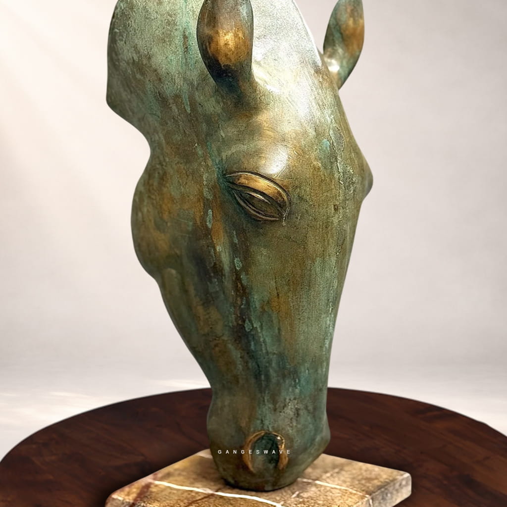 Abstract Horse Head Brass Sculpture | Handcrafted Luxury Décor Artifact - Image 5