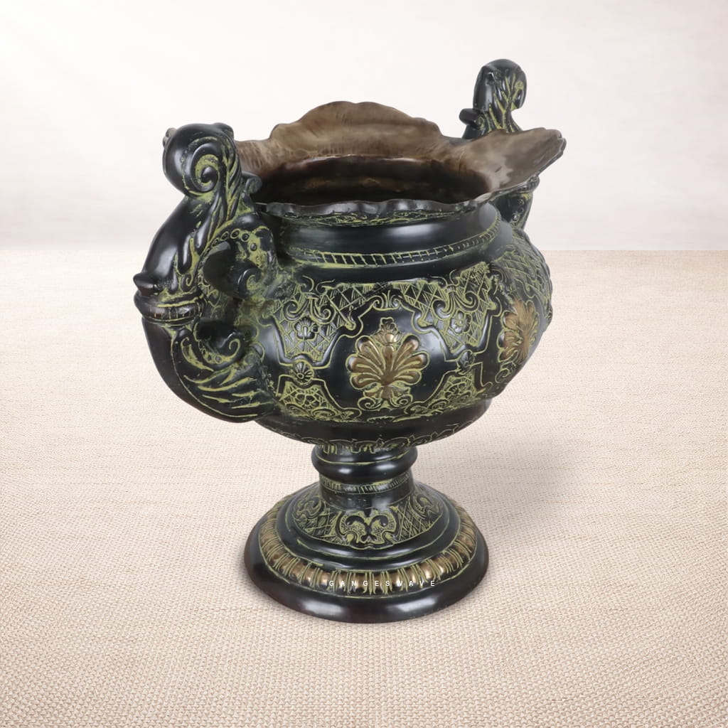 Vintage European Brass Urn Planter with Ornate Handles - Image 3