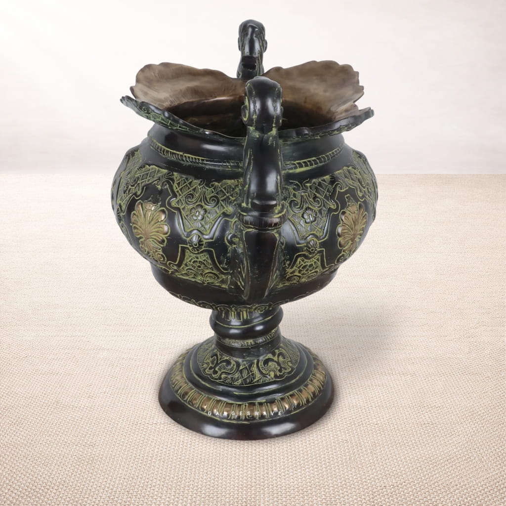 Vintage European Brass Urn Planter with Ornate Handles - Image 4
