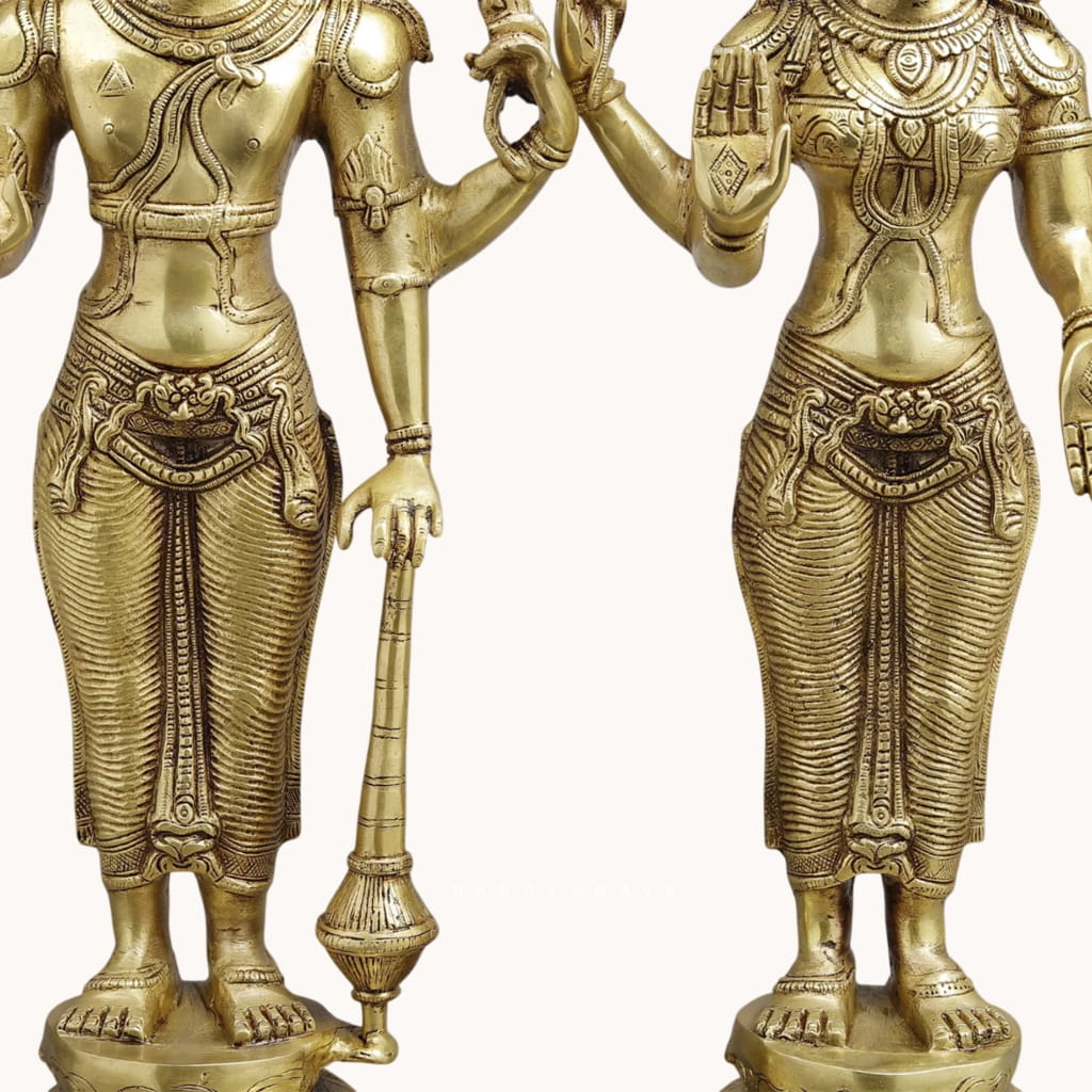 Vishnu Lakshmi Brass Statue on Pedestal - 20 inches - Image 9