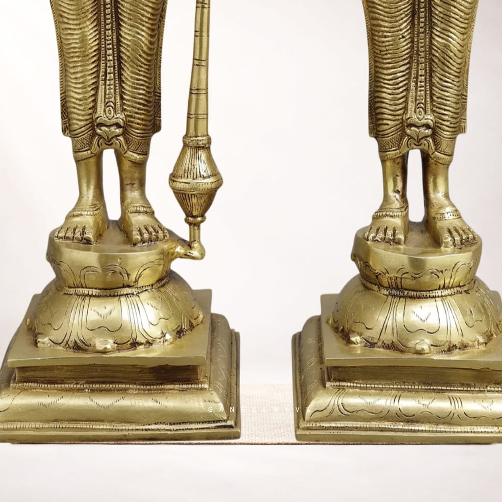 Vishnu Lakshmi Brass Statue on Pedestal - 20 inches - Image 8