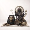 Handcrafted brass Maa Durga idol seated on lion with antique finish