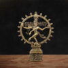 Handcrafted brass Nataraja statue of Lord Shiva with cosmic dance posture and antique gold finish