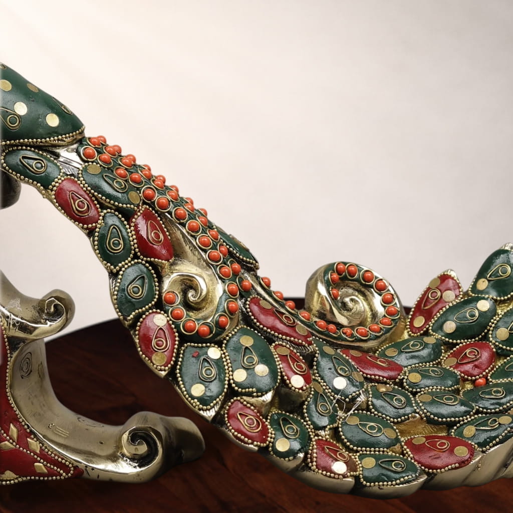 Brass Peacock Statue – Meenakari Decorative Showpiece for Luxury Home Décor - Image 3