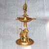 Traditional Brass Peacock Diya with Lion Base