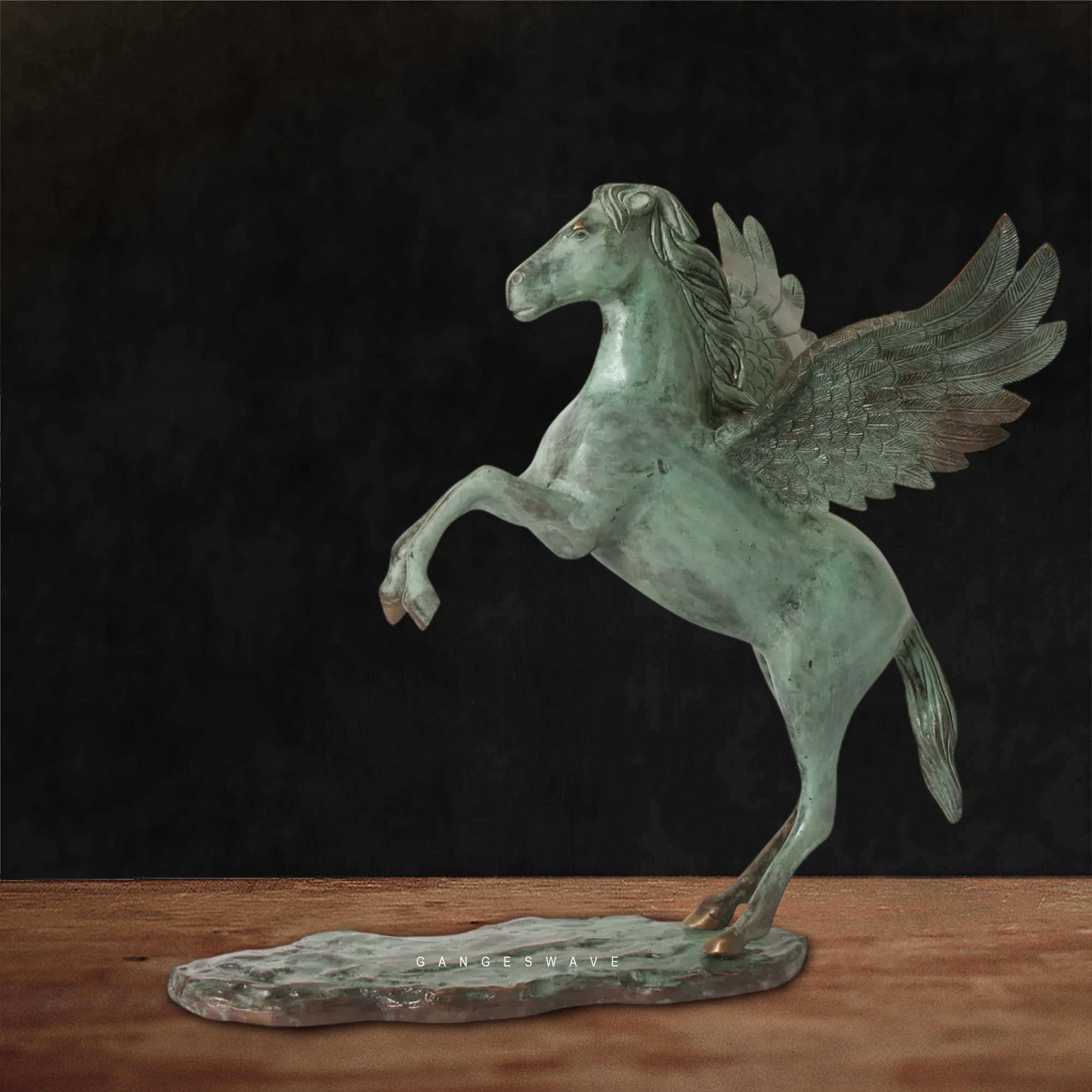 Vintage Winged Horse Brass Sculpture | Handcrafted Antique Finish Décor Artifact - Image 7