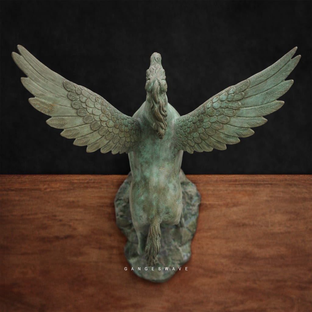 Vintage Winged Horse Brass Sculpture | Handcrafted Antique Finish Décor Artifact - Image 5