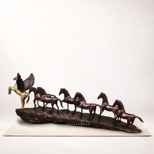 Vintage Finished Seven Horses Brass Table Décor – Handcrafted Luxury Artifact
