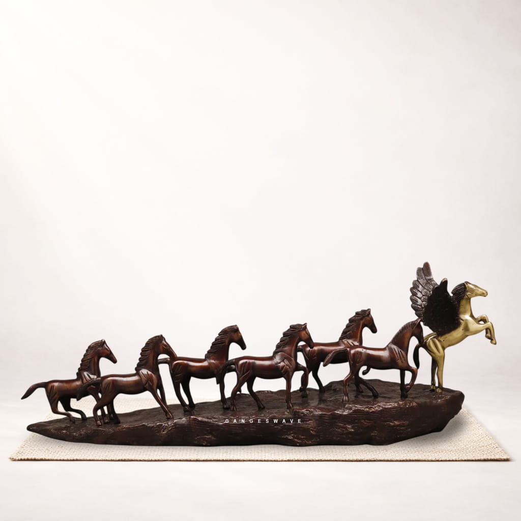 Vintage Finished Seven Horses Brass Table Décor – Handcrafted Luxury Artifact - Image 3