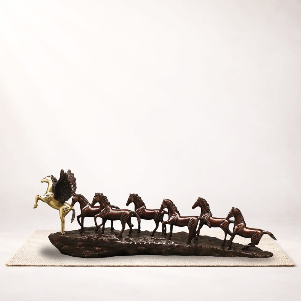 Vintage Finished Seven Horses Brass Table Décor – Handcrafted Luxury Artifact - Image 2
