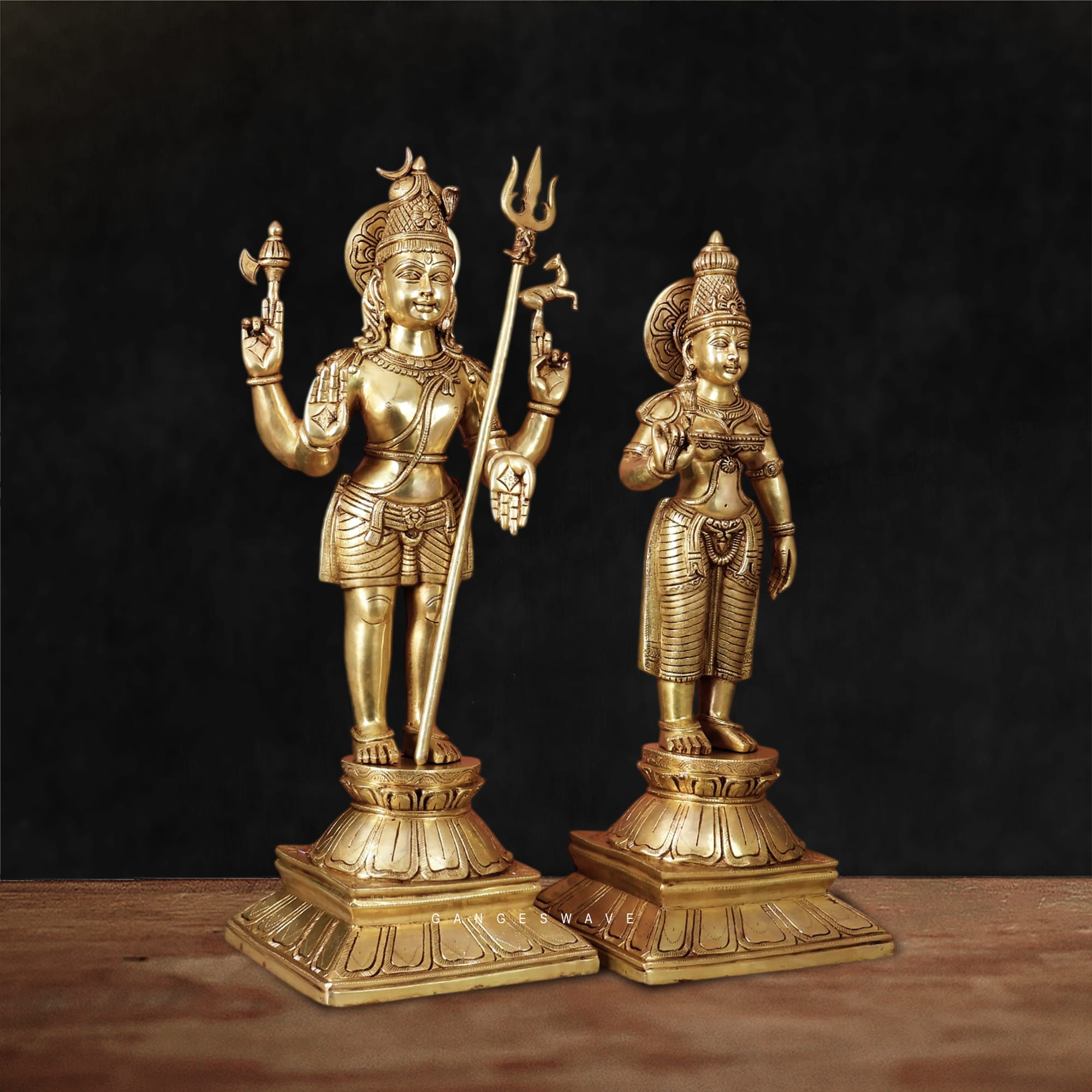 Brass Shiv Parvati Blessing Murti for Home & Temple - Image 2
