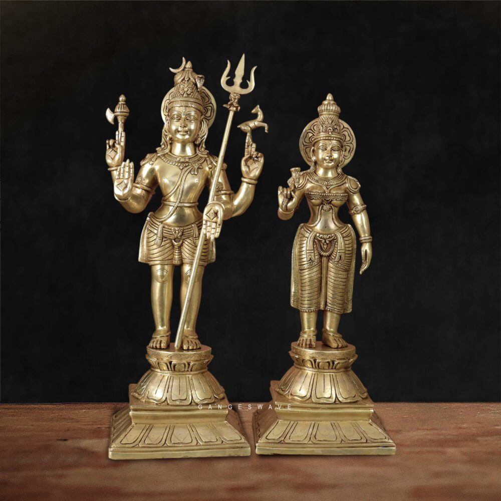 Brass Shiv Parvati Blessing Murti for Home & Temple