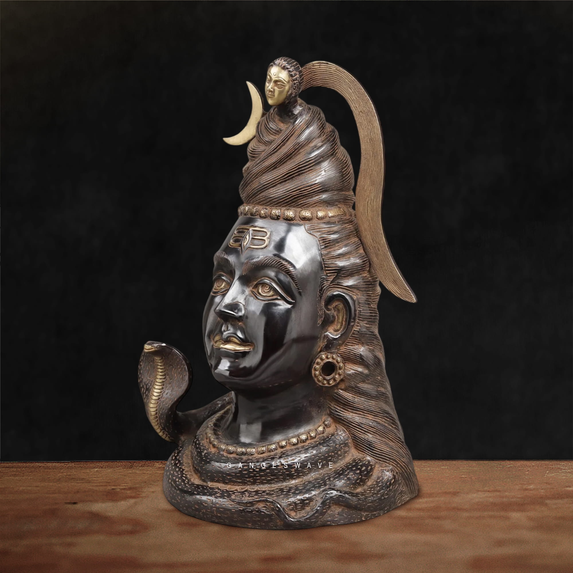 Lord Shiva Brass Face Idol Ganga - 20 inches - Image 3