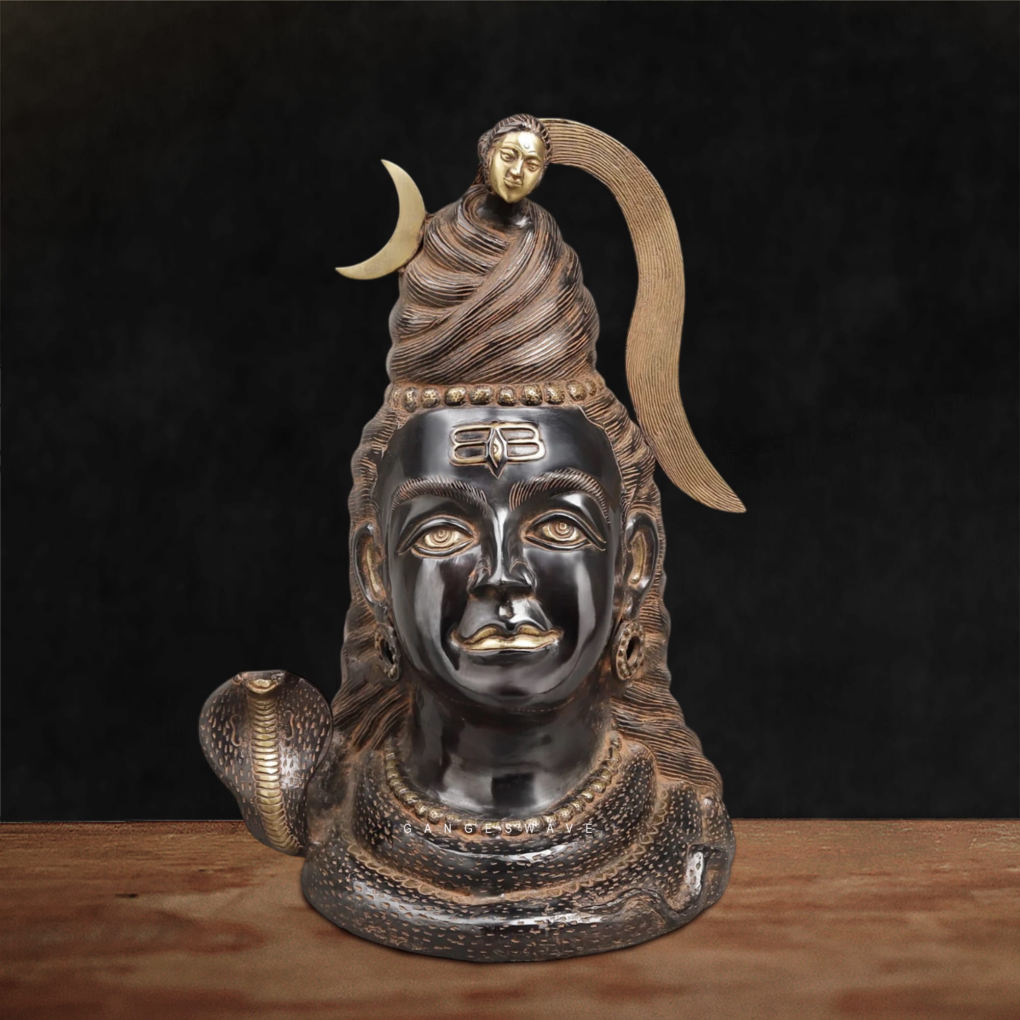 Lord Shiva Brass Face Idol Ganga - 20 inches - Image 2