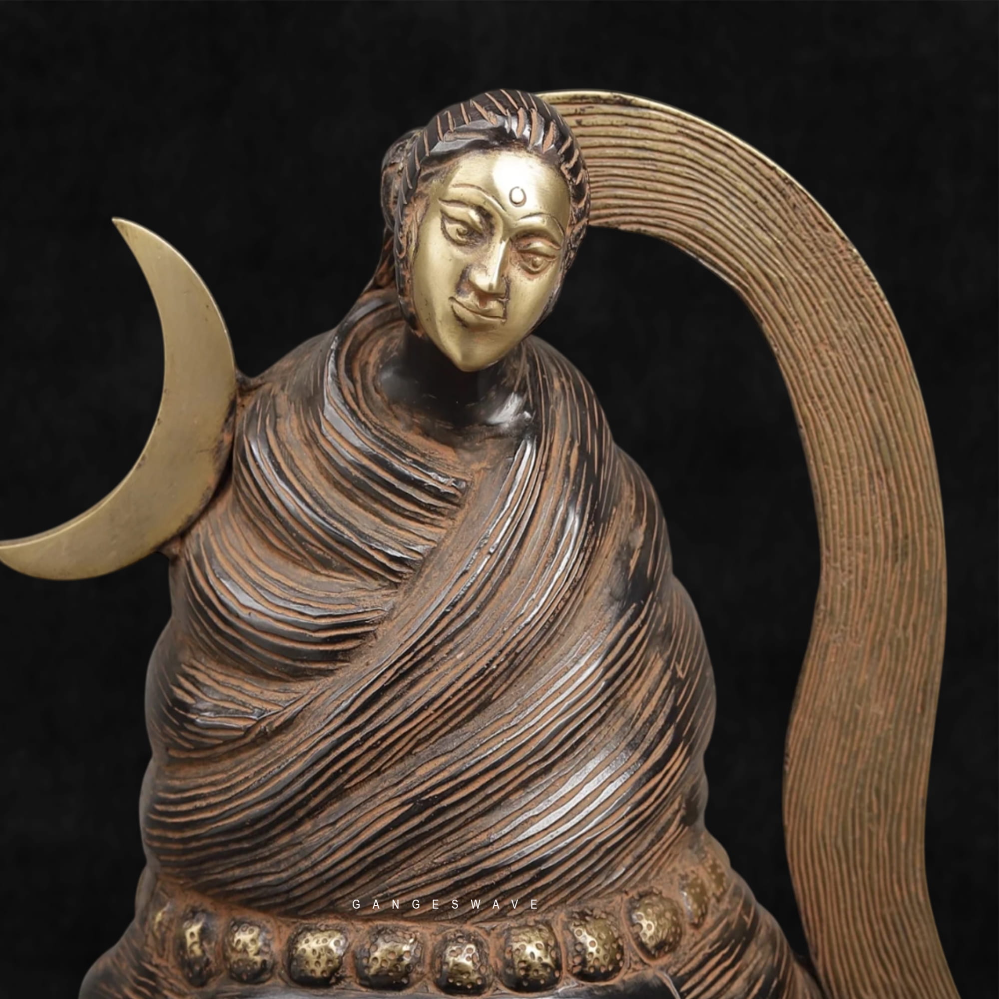 Lord Shiva Brass Face Idol Ganga - 20 inches - Image 5