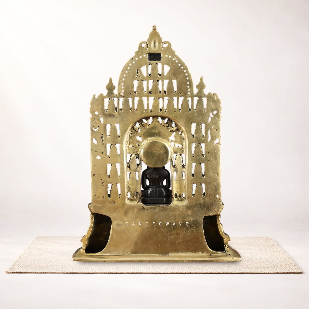 Swami Mahavir Tirthankar Brass Idol with Intricately Carved Arch - Image 7