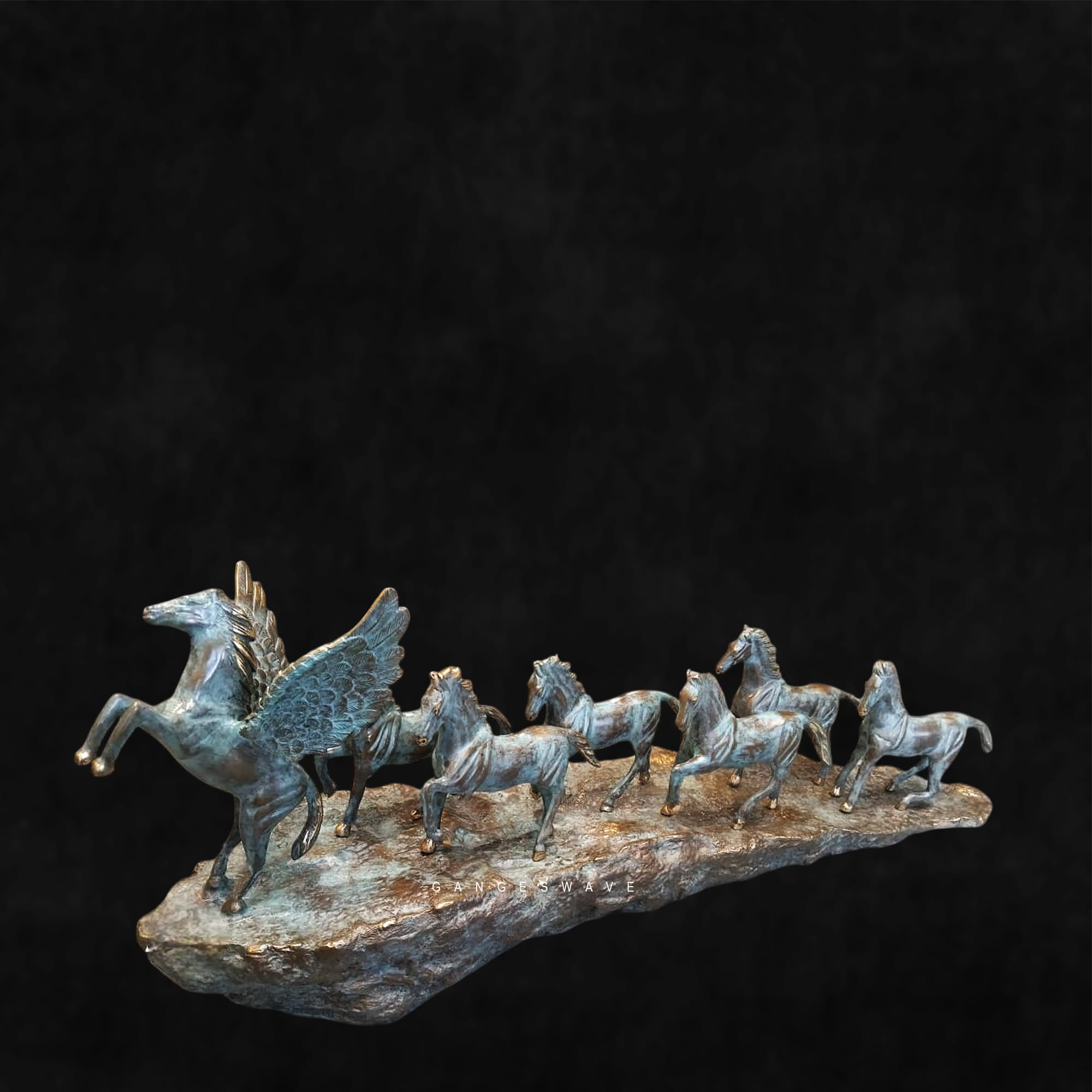 Vintage Finished Seven Horses Brass Table Décor – Handcrafted Luxury Artifact - Image 2
