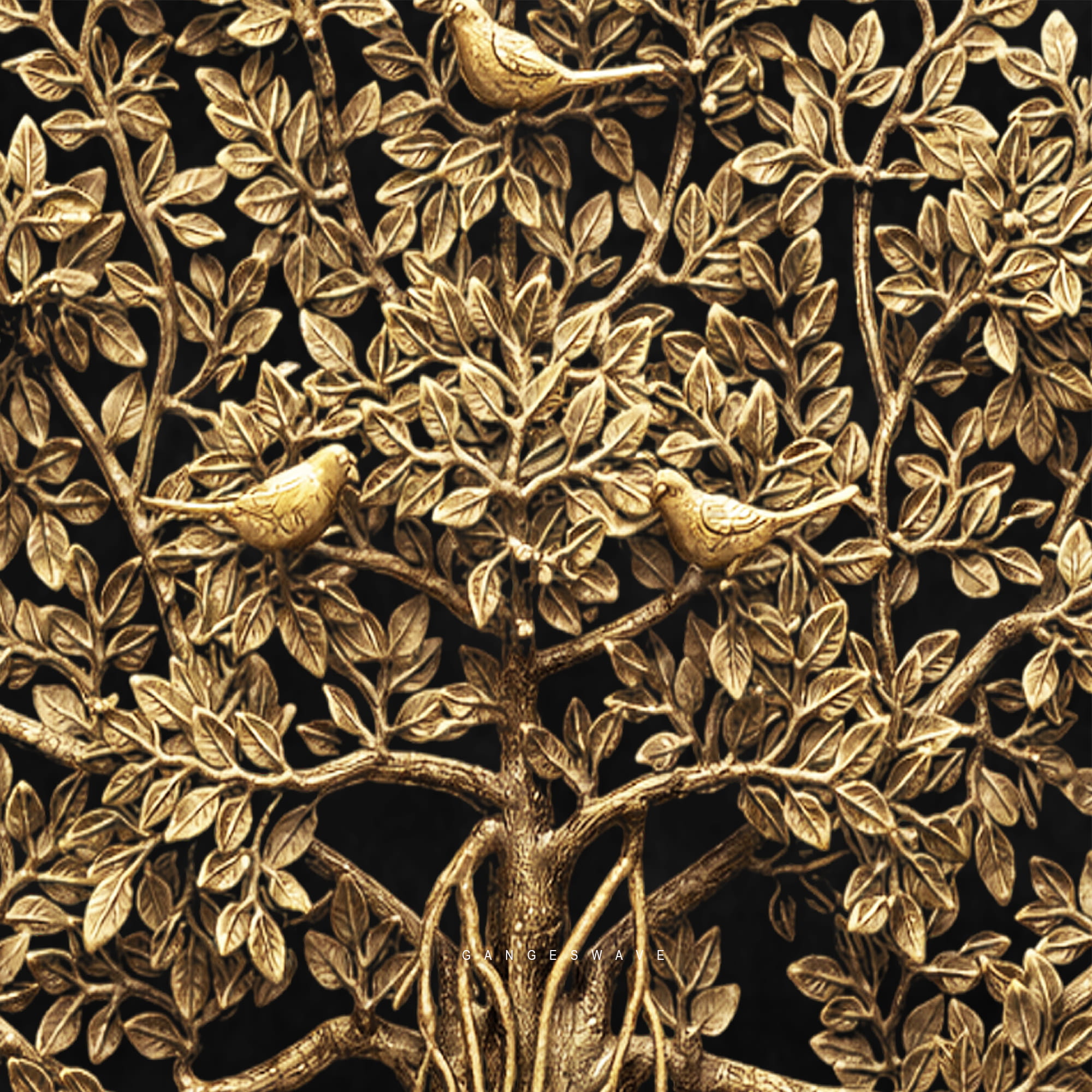 Brass KalpaVriksha (Tree of Life) with Birds Wall Decor - 36 inches - Image 6
