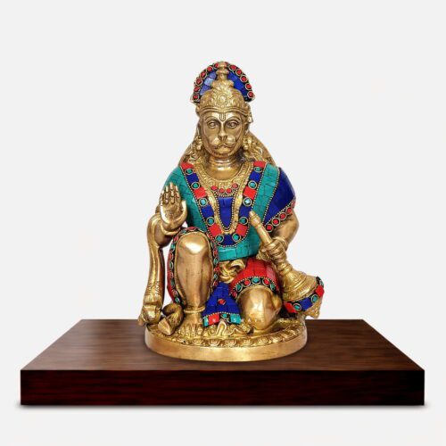 Decorative Hanuman Statue with Stonework - 9.5 inches
