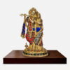 Brass Radha Krishna Murti with Multicolor Meenakari Work - 12 inches