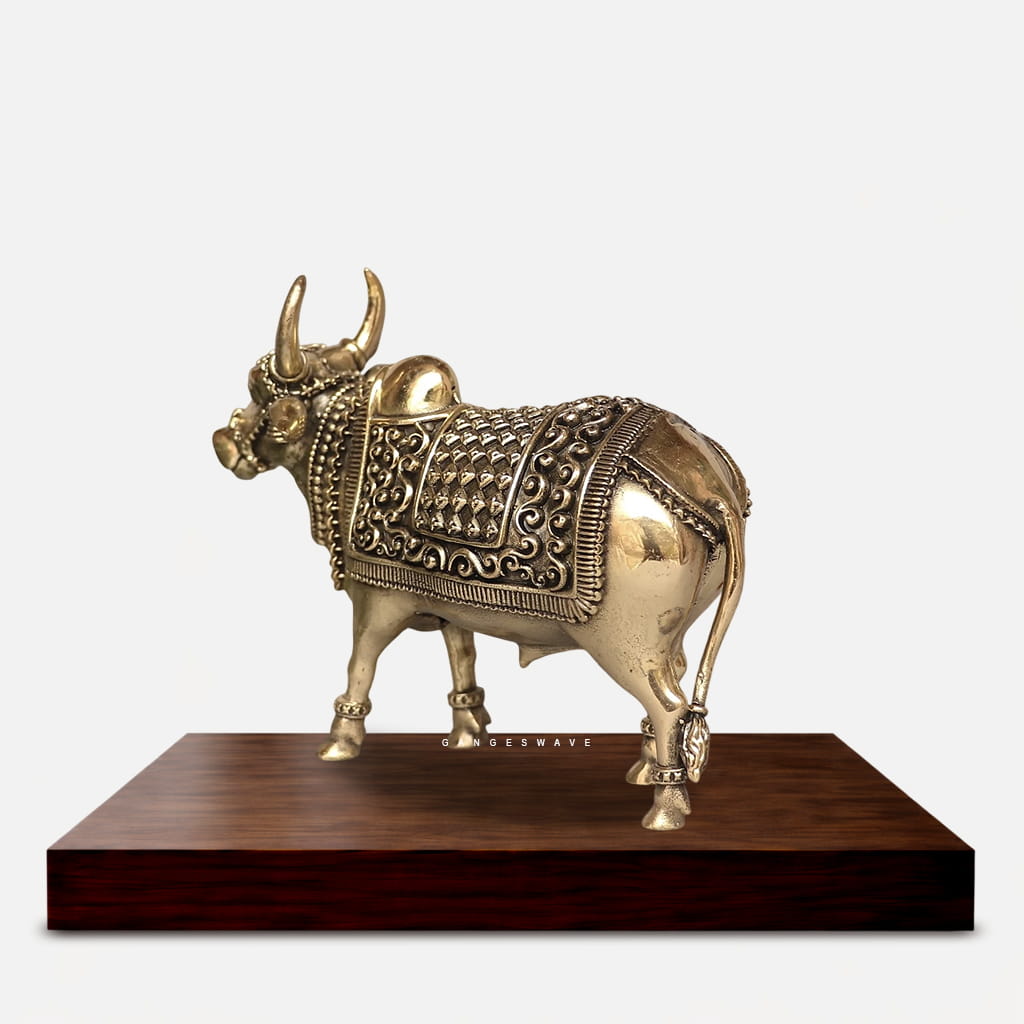 4 inches Brass Kamdhenu Cow Idol - Image 4