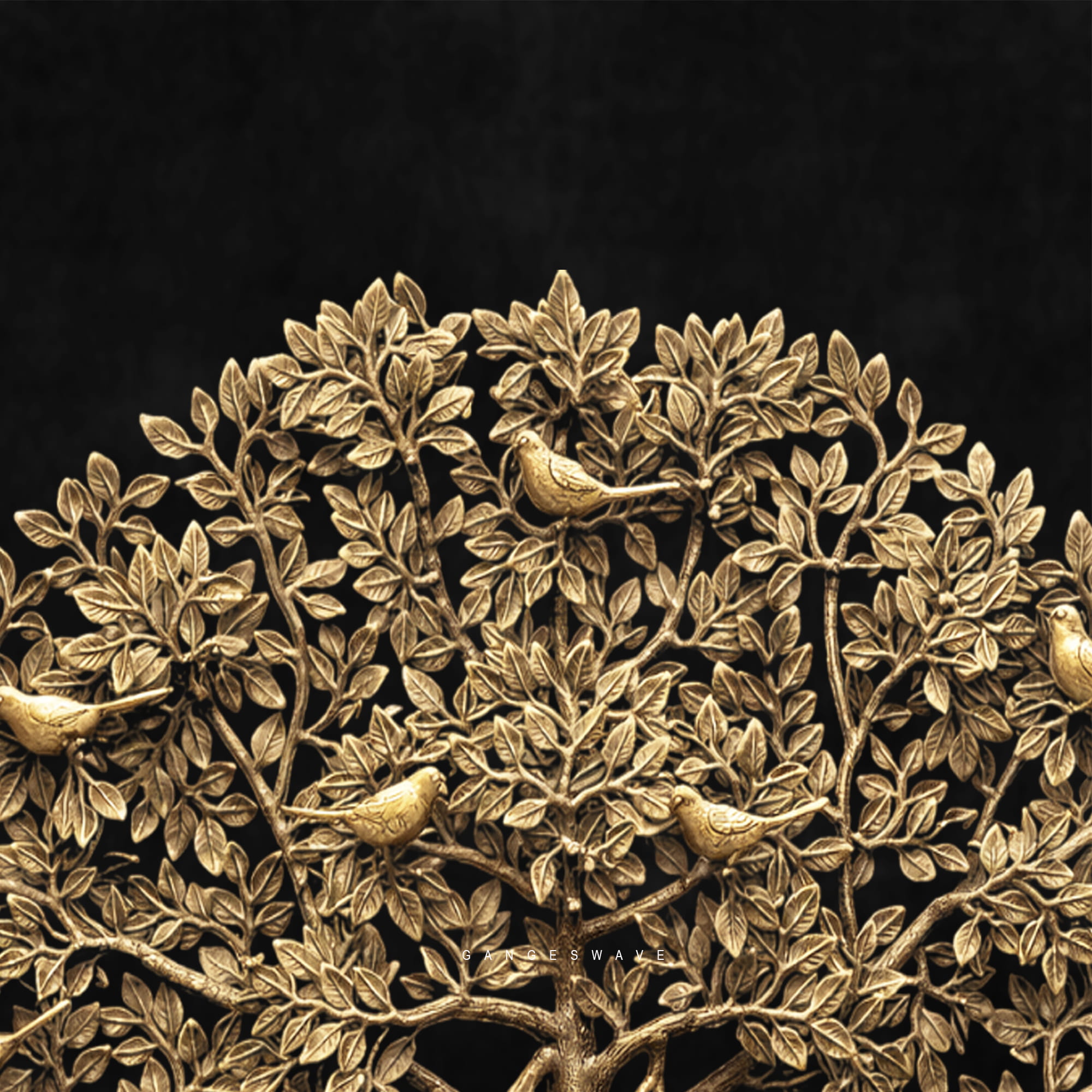 Brass KalpaVriksha (Tree of Life) with Birds Wall Decor - 36 inches - Image 5