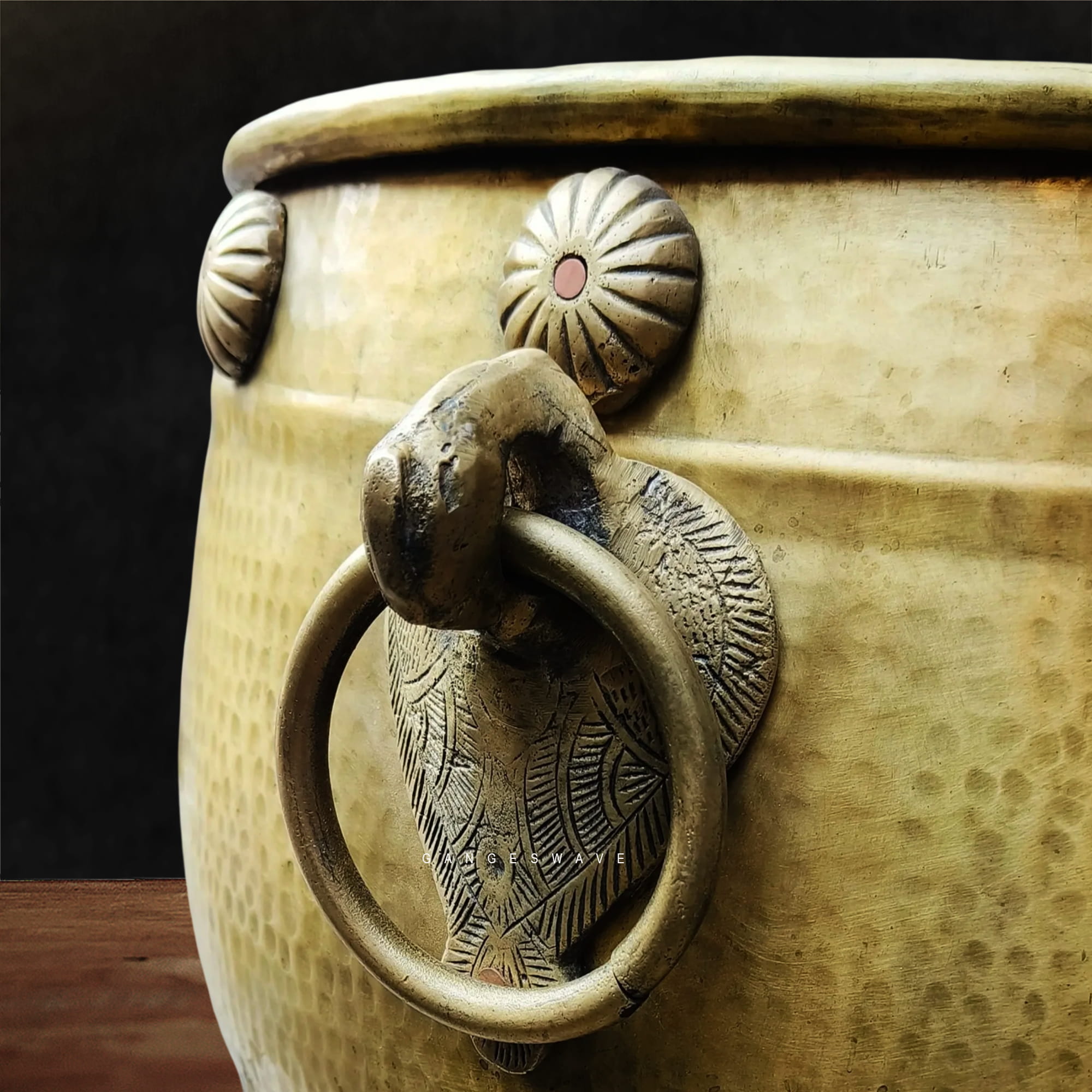 Vintage Hammer work Handcrafted Brass Planter - 20 inches - Image 4