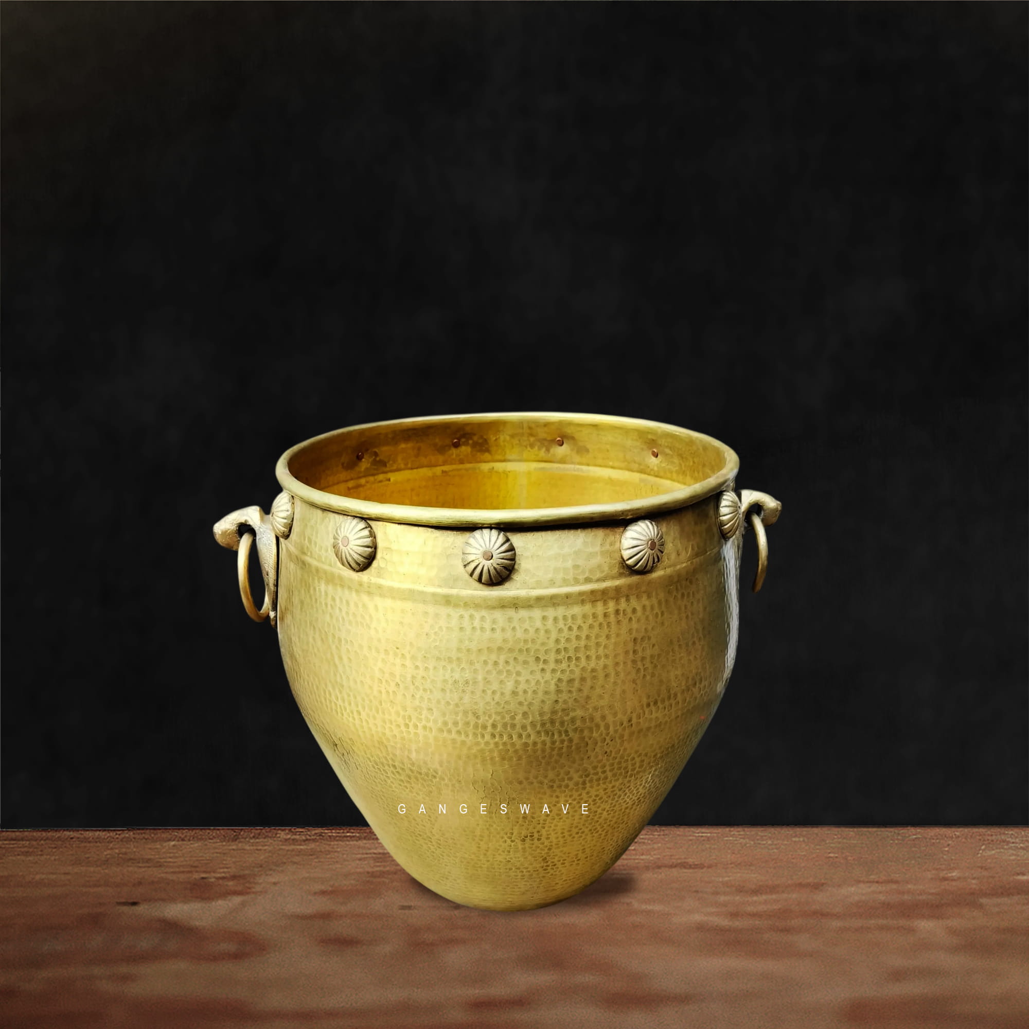 Vintage Hammer work Handcrafted Brass Planter - 20 inches - Image 3