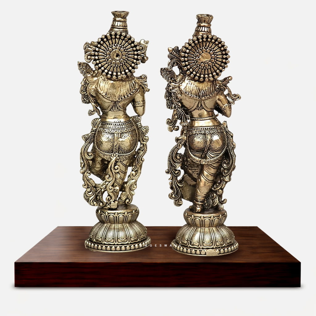 6 inches Superfine Brass Radha Krishna Idol Set - Image 6