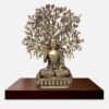 Superfine Brass Buddha with Sacred Bodhi Tree - 6 inches