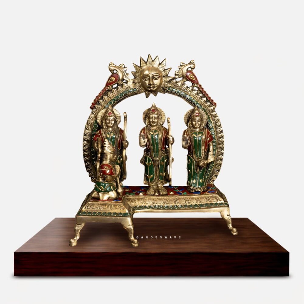 Ram Darbar Brass Idol with Meenarki Work - 12 inches