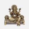 Brass Ganesha Idol Seated on Sinhasana - 4 inches