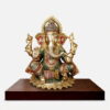 Premium Handcrafted Brass Lord Ganesha Idol with Intricate Meenakari Work - 13 inches