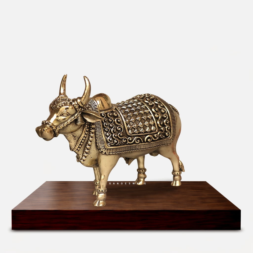 4 inches Brass Kamdhenu Cow Idol - Image 5