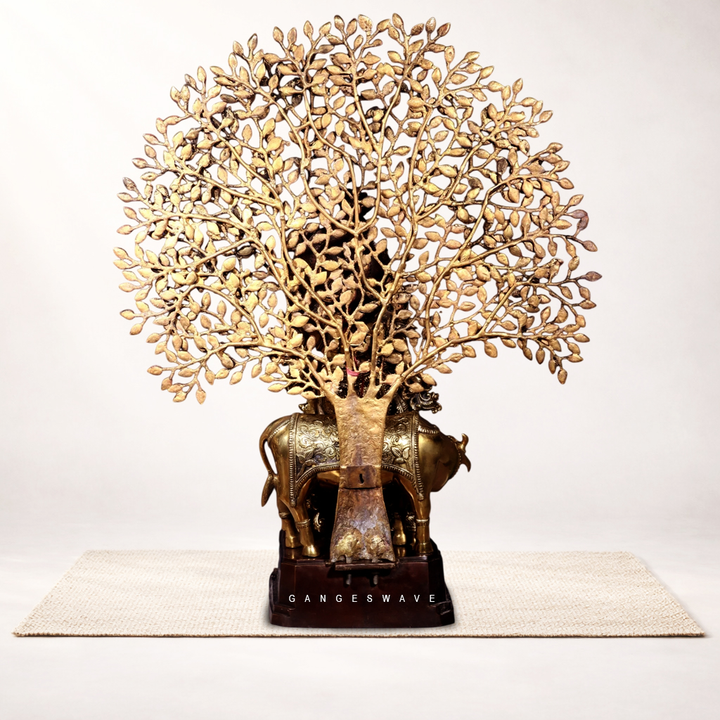 Brass Krishna with Tree of Life Statue - 36 inches - Image 8