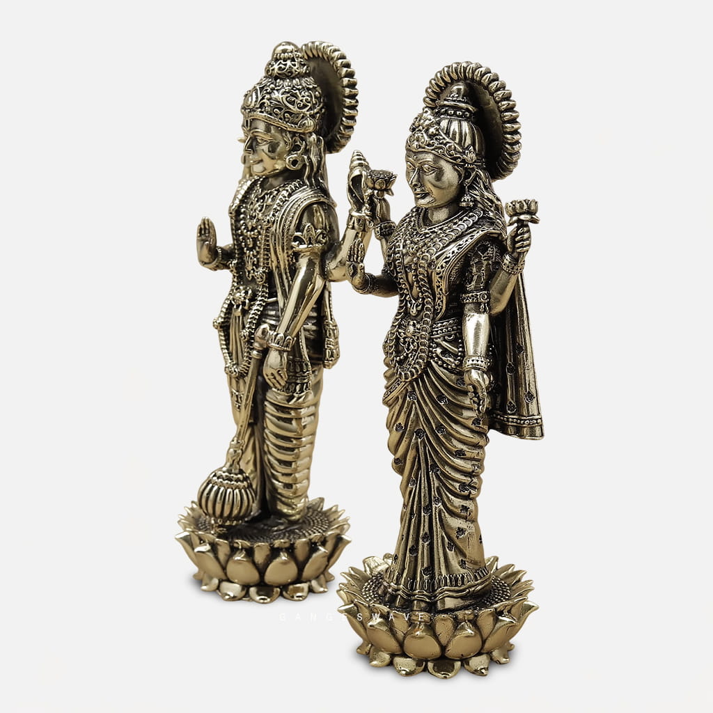 Vishnu Lakshmi Brass Superfine Statue - 10 inches - Image 4