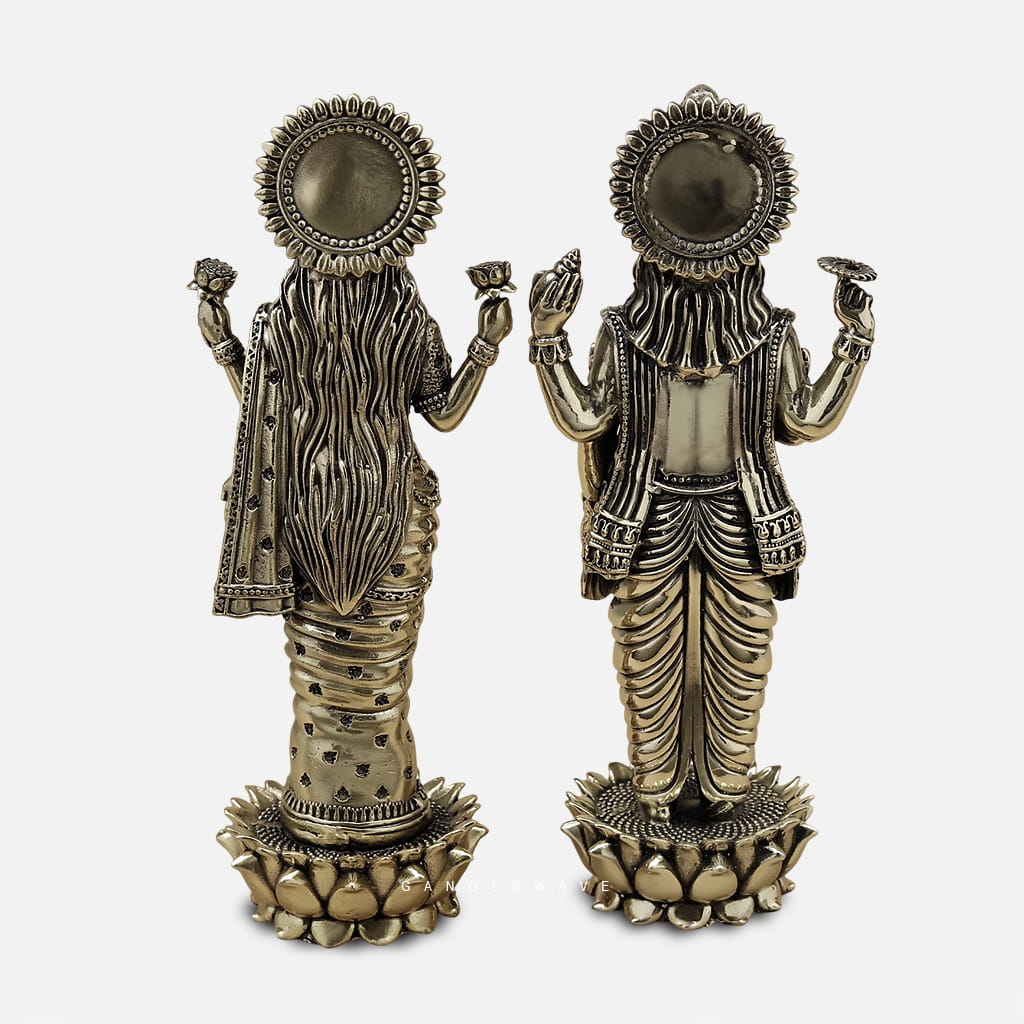 Vishnu Lakshmi Brass Superfine Statue - 10 inches - Image 3