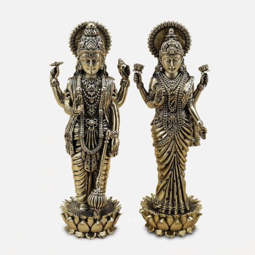Vishnu Lakshmi Brass Superfine Statue - 10 inches