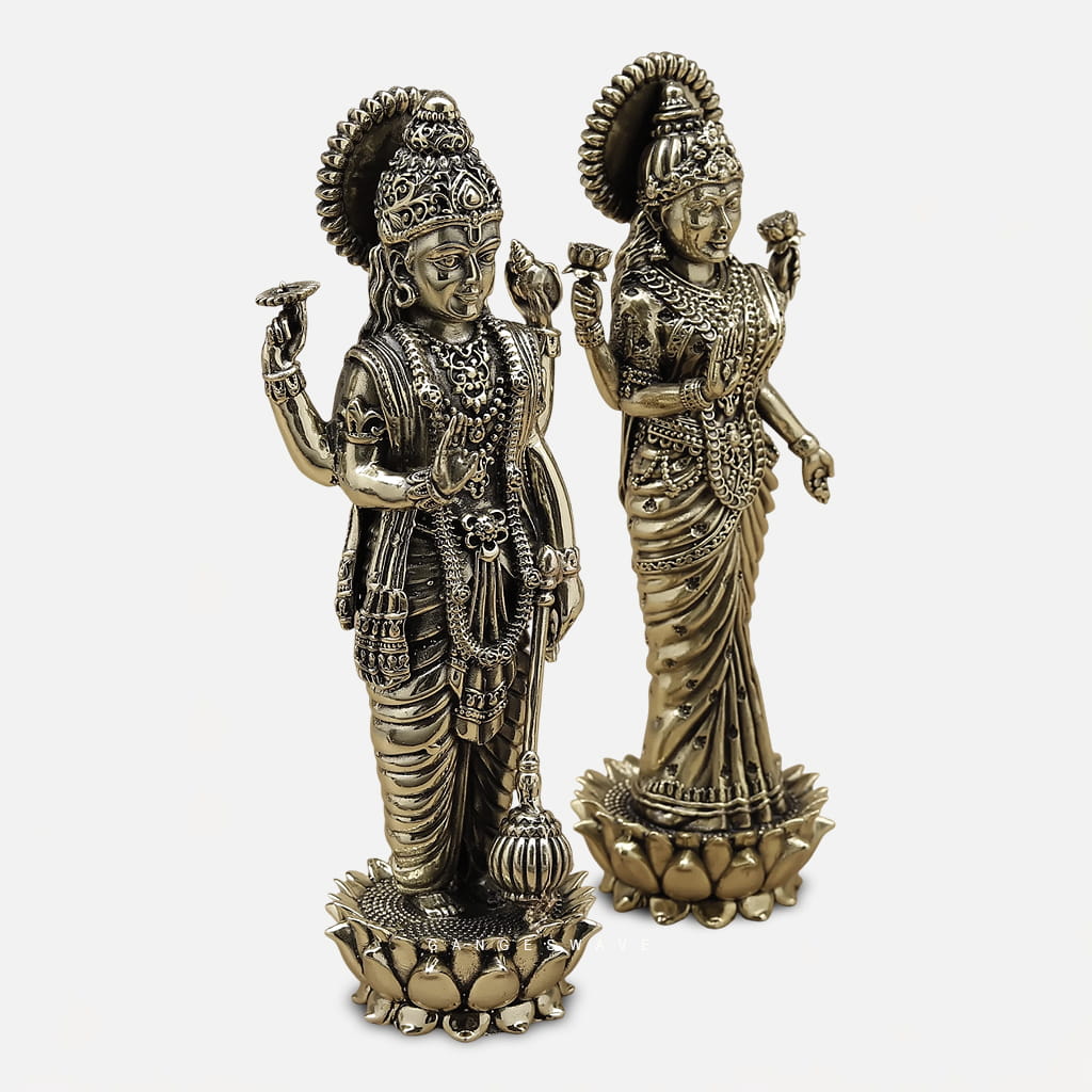 Vishnu Lakshmi Brass Superfine Statue - 10 inches - Image 2