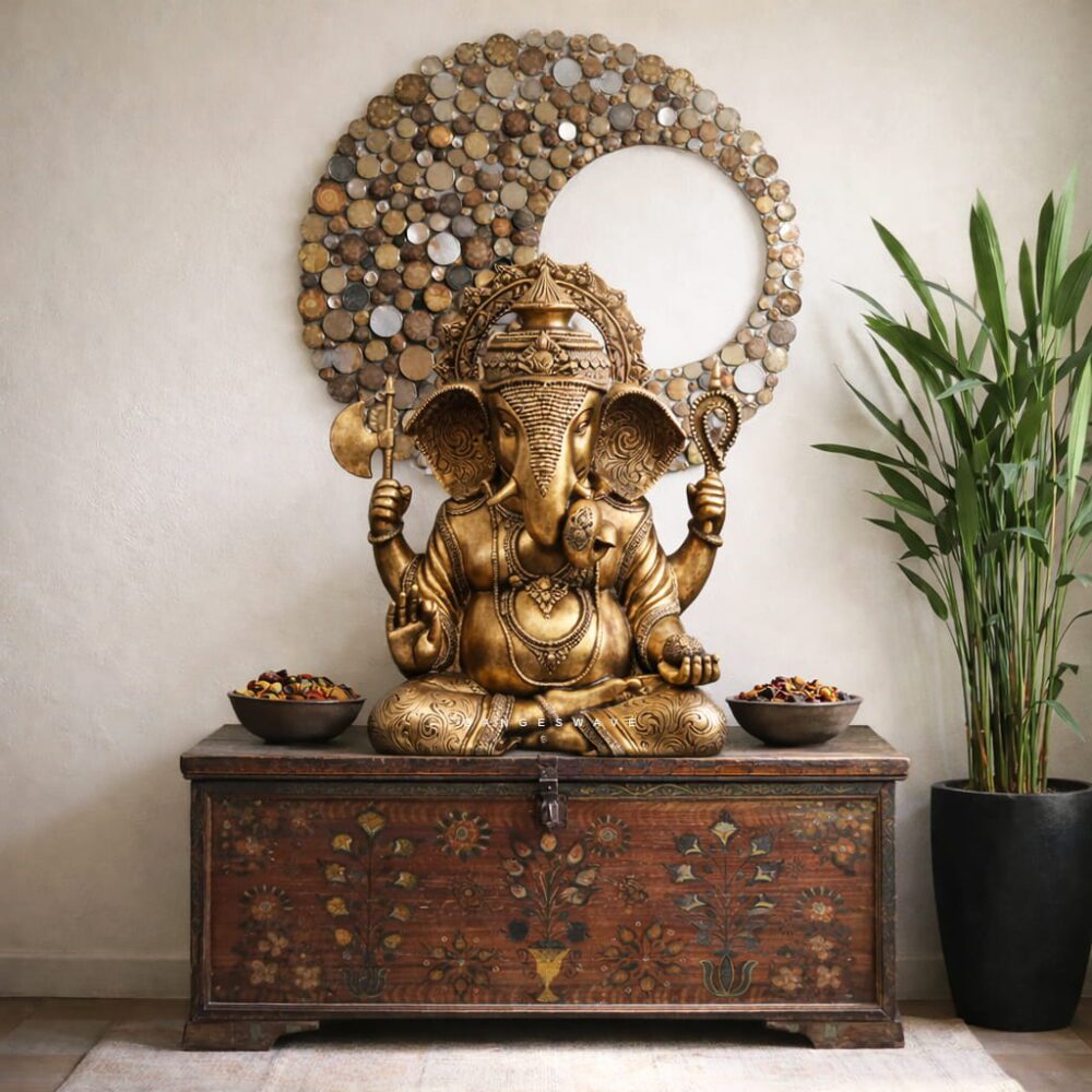 Luxury Large Handcrafted Brass Ganesha Idol – 45 inches