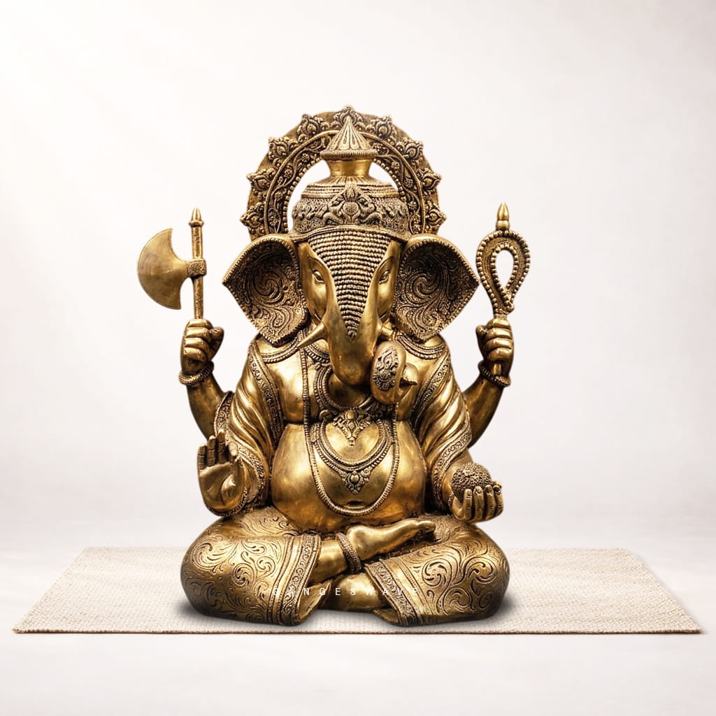 Luxury Large Handcrafted Brass Ganesha Idol – 45 inches - Image 2